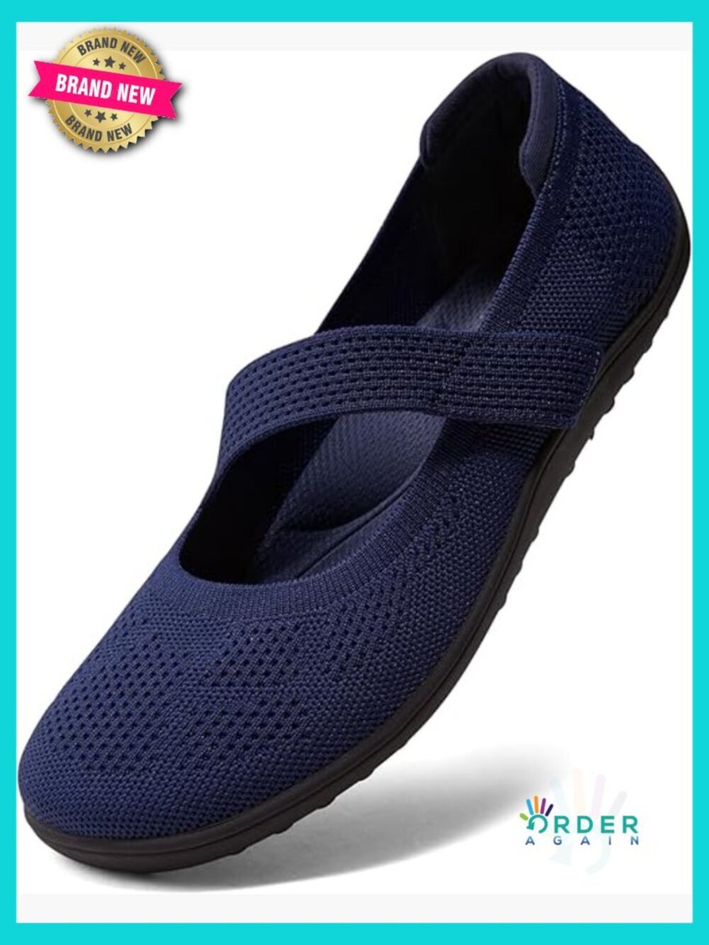 Wide Toe Box Mary Jane Flats Comfortable Ballet Flat Knit Washable Adjustable